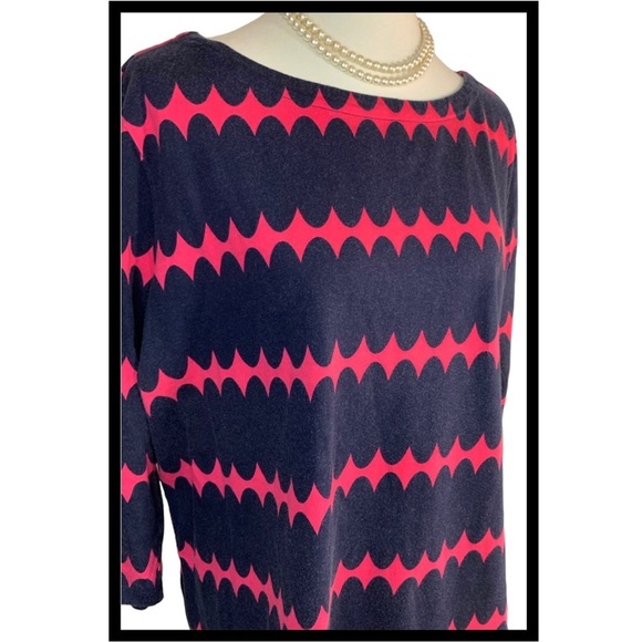 Talbots Pink & Navy Lava Lamp 3/4 Sleeve Top w/ Buttons Down the Back, [Sz 2X] - Picture 2 of 8